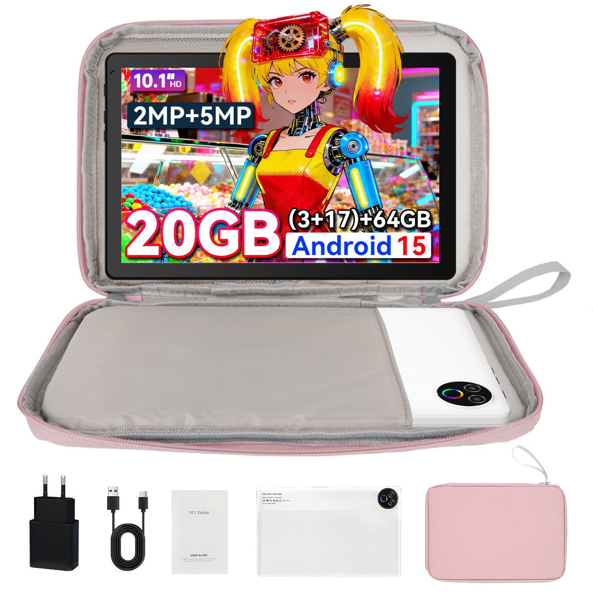 BUFO Tablet 64 GB 1280x800 IPS 5000 mAh Android Tablet (10", 64 GB, Android, WiFi, Große Kapazität)