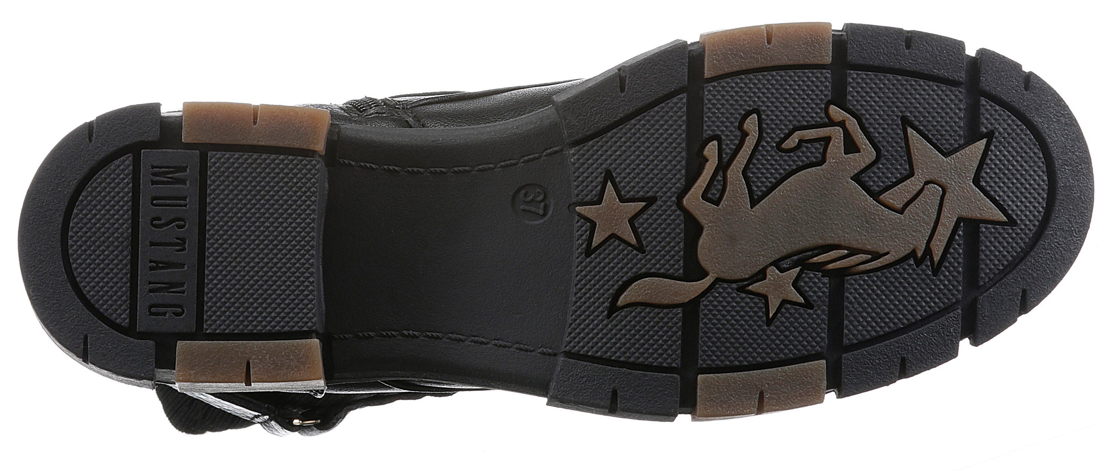 schwarz Innen-Reißverschluss Schnürstiefelette mit Mustang Shoes