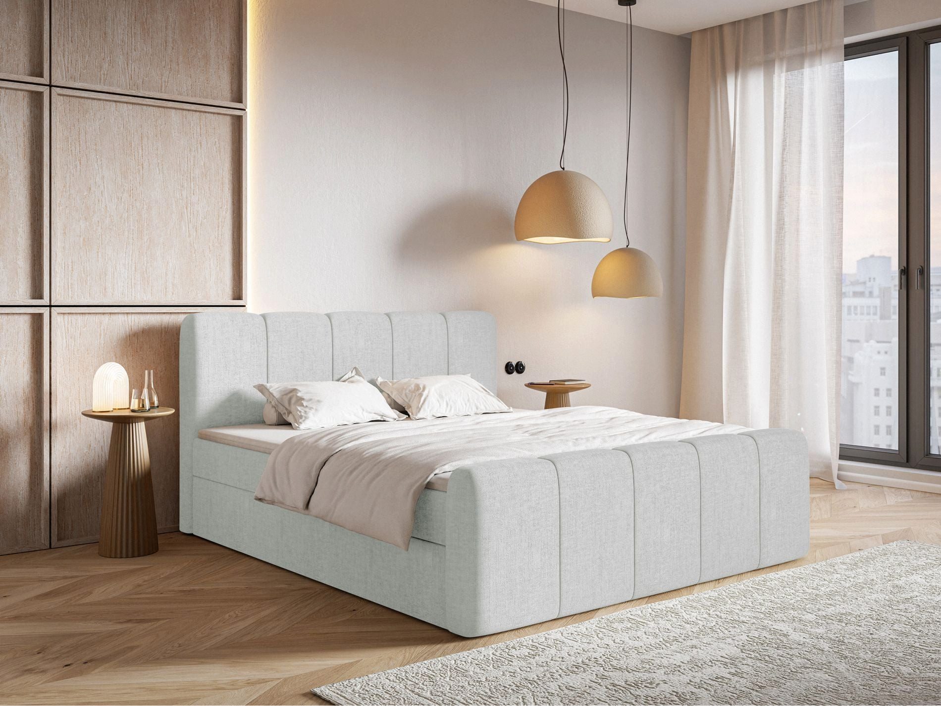 Selsey Boxbett CLOUDY II, Polsterbett mit Bettkasten, Matratze & Topper, Bouclé oder Chenille