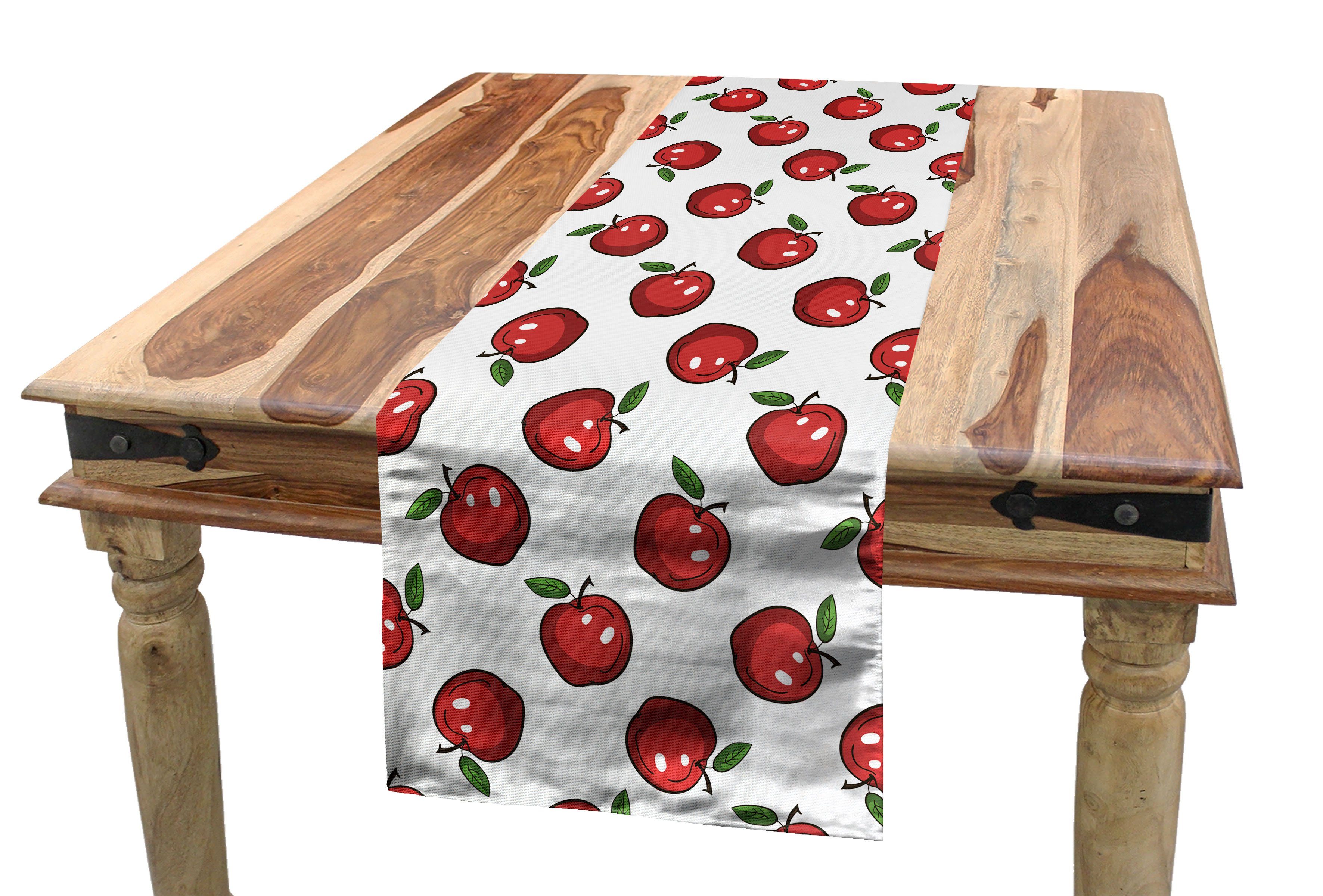 Abakuhaus Tischläufer Esszimmer Küche Rechteckiger Dekorativer Tischläufer, Apfel Cartoon Bio-Obst