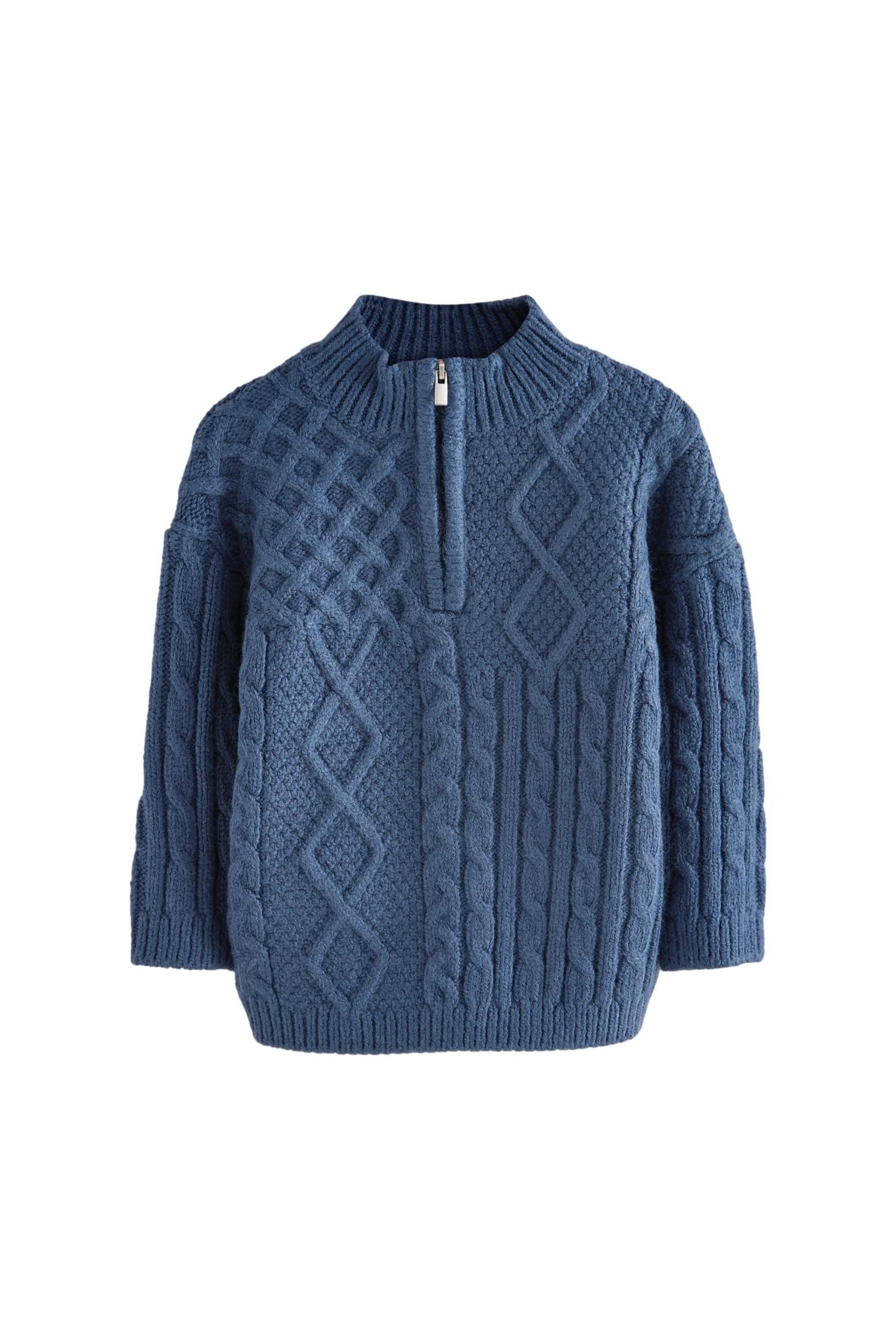 Troyer Pullover mit Zopfmuster und Reißverschluskragen