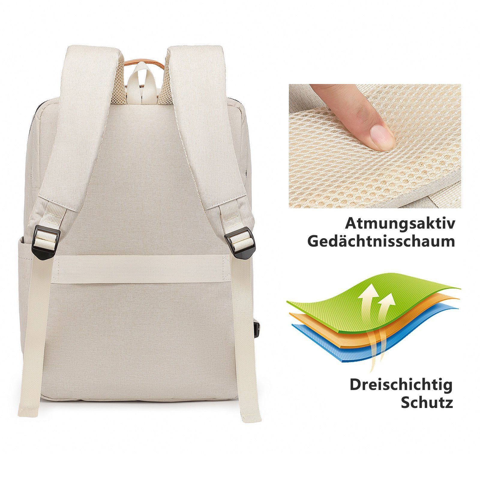 feinlux Laptoprucksack Laptoprucksack Laptop Rucksack Rucksäcke Schulrucksack Wasserbeständig (Packung, Laptoptasche (mit USB-Lade-Anschluss), Herren Damen Jungen Teenager Freizeit Arbeit Business Reisen