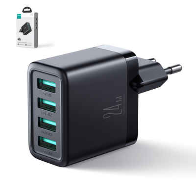 JOYROOM Wandladegerät 4xUSB-A 24W 4,8A Netzladegerät - Schwarz Smartphone-Ladegerät (1-tlg)