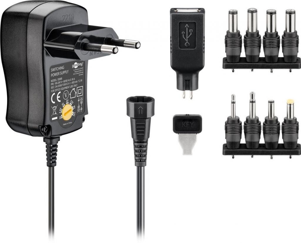 Goobay EcoFriendly Universal Netzteil 3-12 V m. 8 Adapter (600/1000/2250mA) Netzteil (Ausgang, Spannungsstufen: 12, 3, 4,5, 5, 6, 7,5, 9 V)