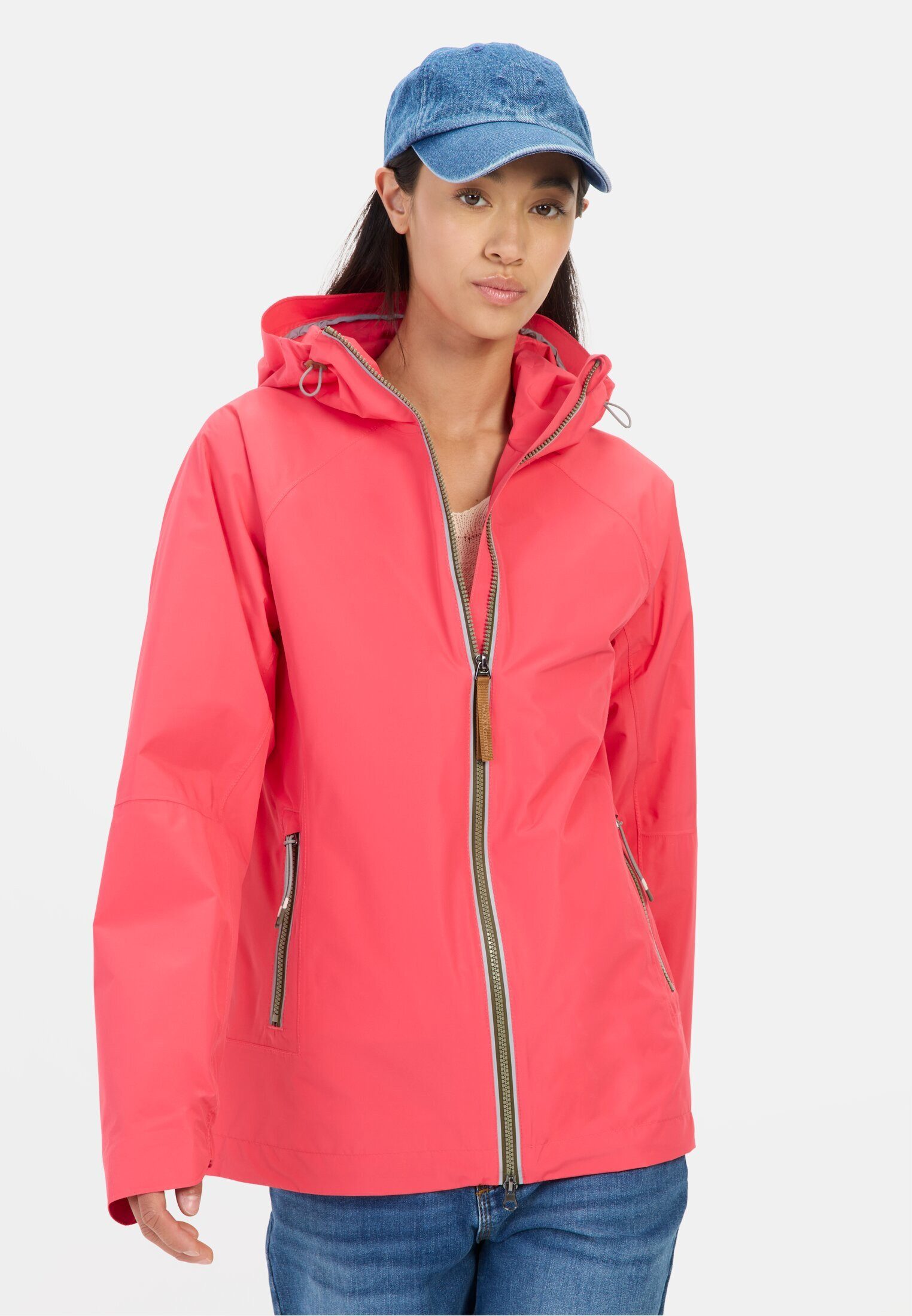 camel active Funktionsjacke aus Polyester Langarm Kapuze Markenlabel günstig online kaufen