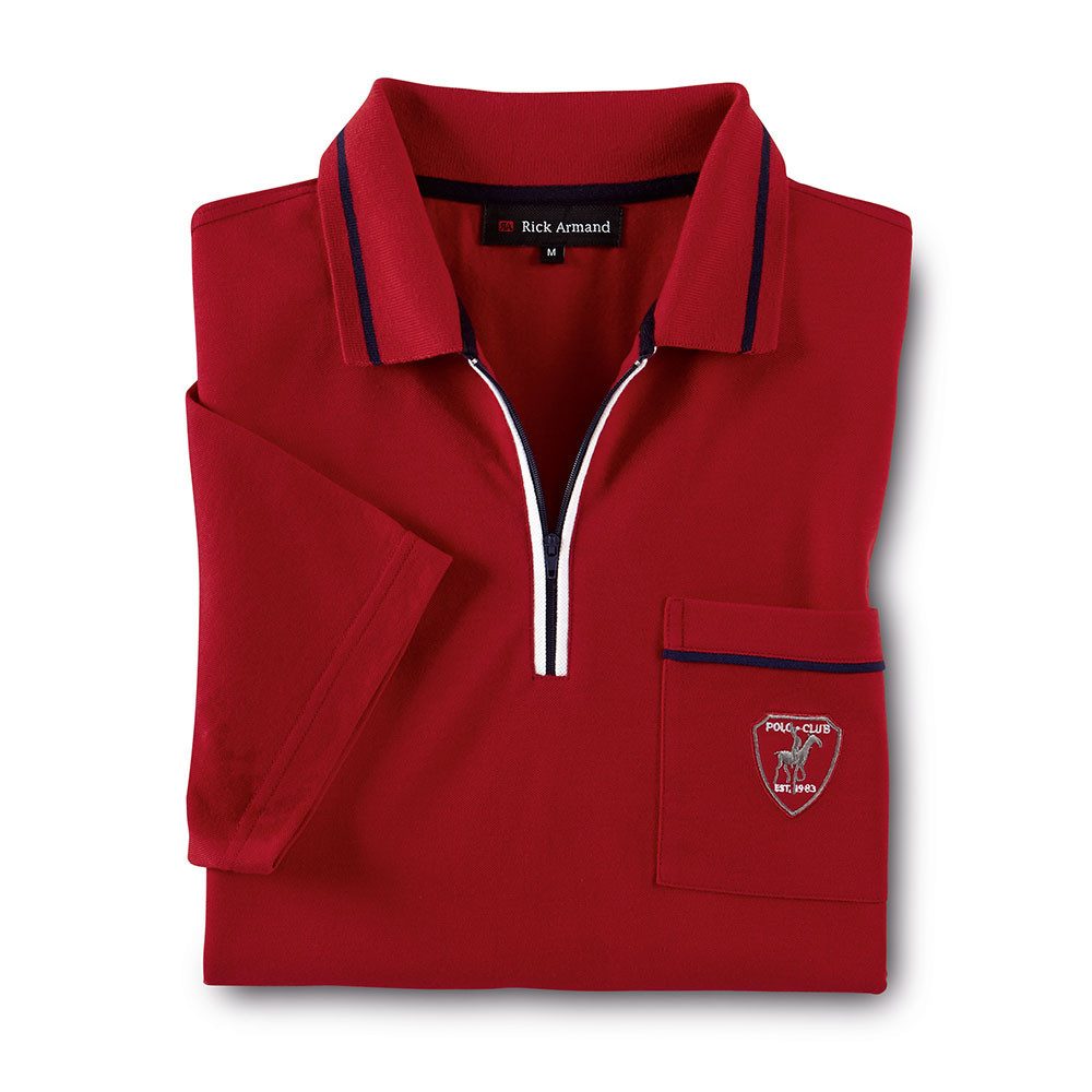 Rick Armand Poloshirt Piqué-Struktur, Zipper am Polokragen, bestickte Brusttasche