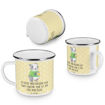 Mr. & Mrs. Panda Becher Panda Burnout - Gelb Pastell - Geschenk, Outdoor Tasse, Metalltasse f, Emaille, Ästhetisch & langlebig