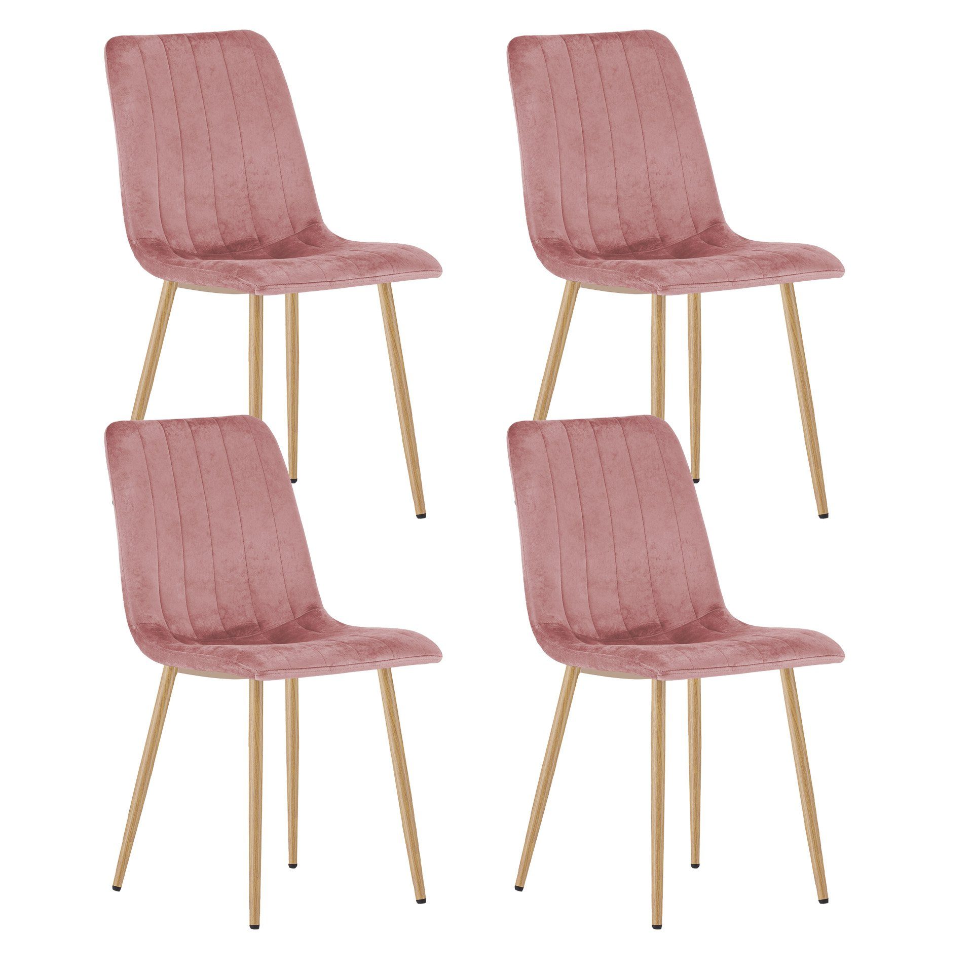 Esszimmerstuhl Collective natur Wohnzimmerstuhl, Polster, Polsterstuhl 4x Esszimmerstuhl rosa Stuhl Set Home rose mit Beinen 4er