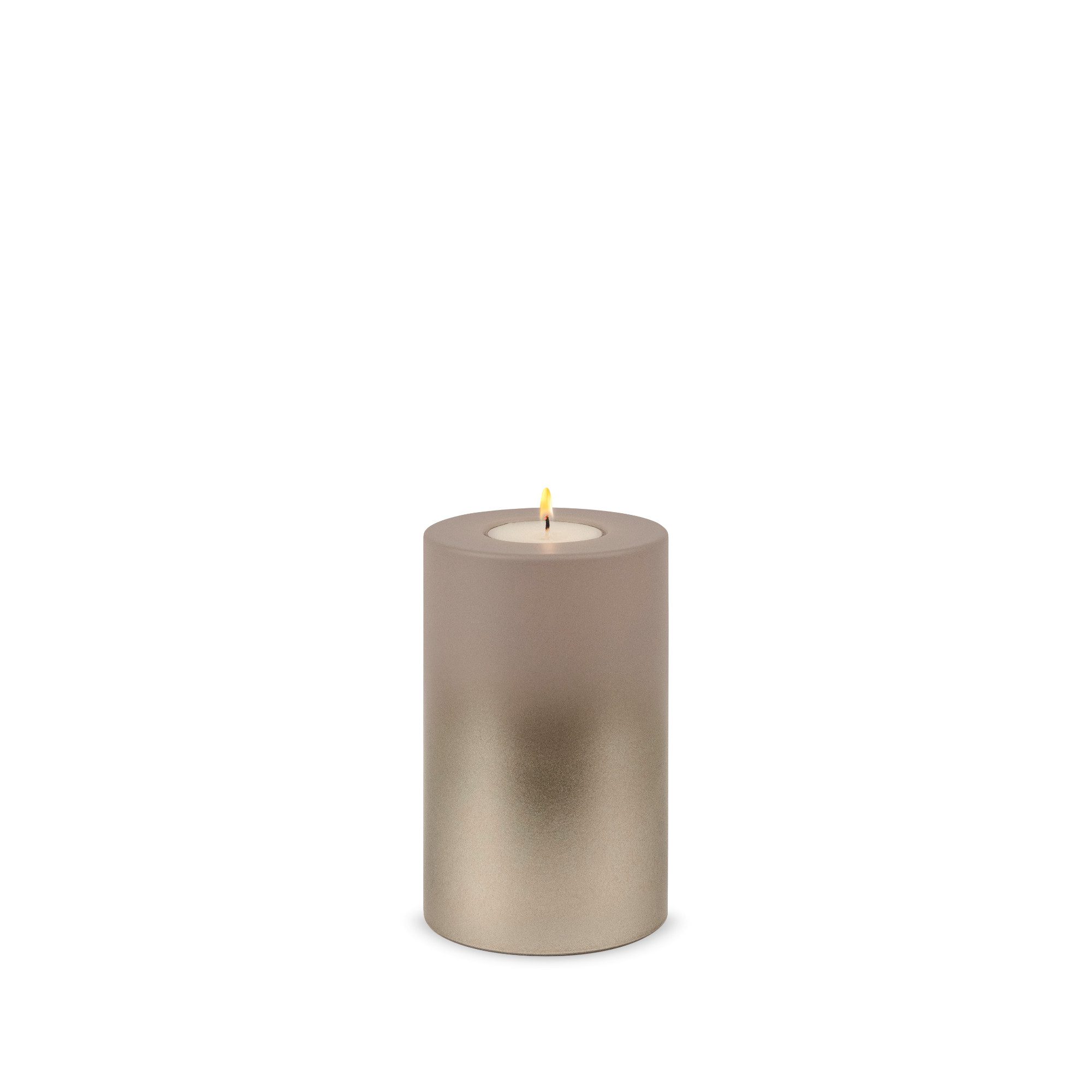 Qult Teelichthalter Levi 8cm Durchmesser taupe / cremegold Dauerkerze Kunststoffkerze