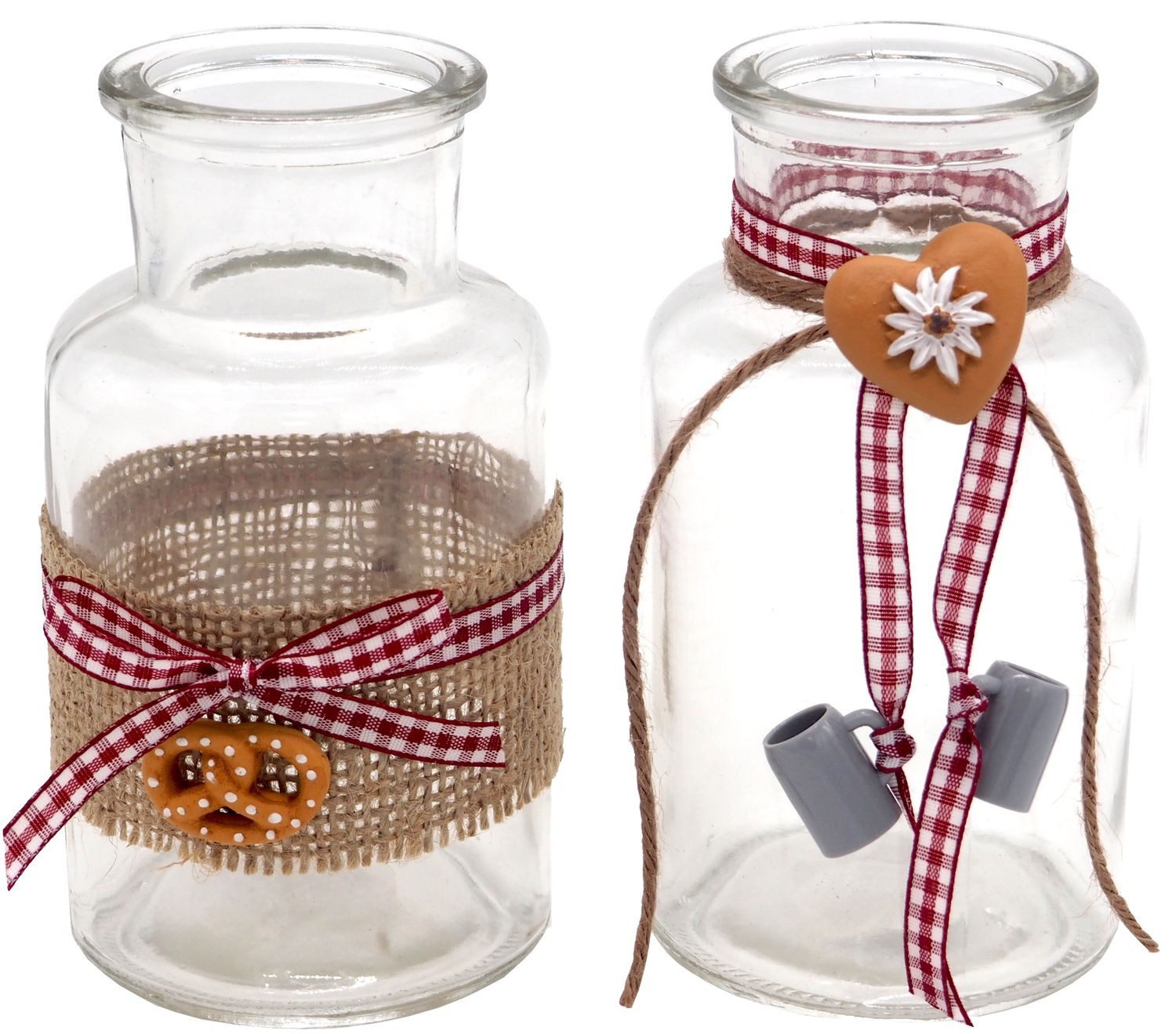ZauberDeko Tischvase Tischdeko Oktoberfest Bayrisch 2 Vasen Glas Raute Rot Party Deko