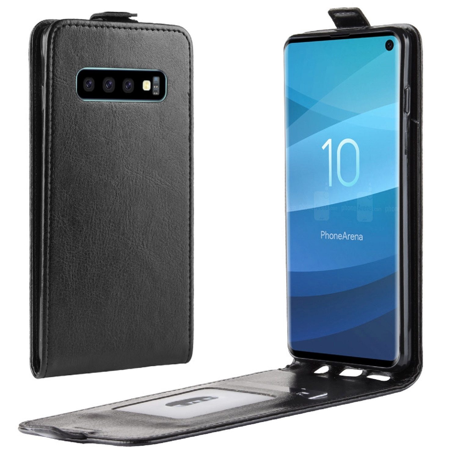 Protectorking Handyhülle Flip Case Handyhülle für Samsung Galaxy S10 Plus Vertikal Schutzhülle, Handytasche Schutzhülle Flip Case Klapp Etui Cover Silikon