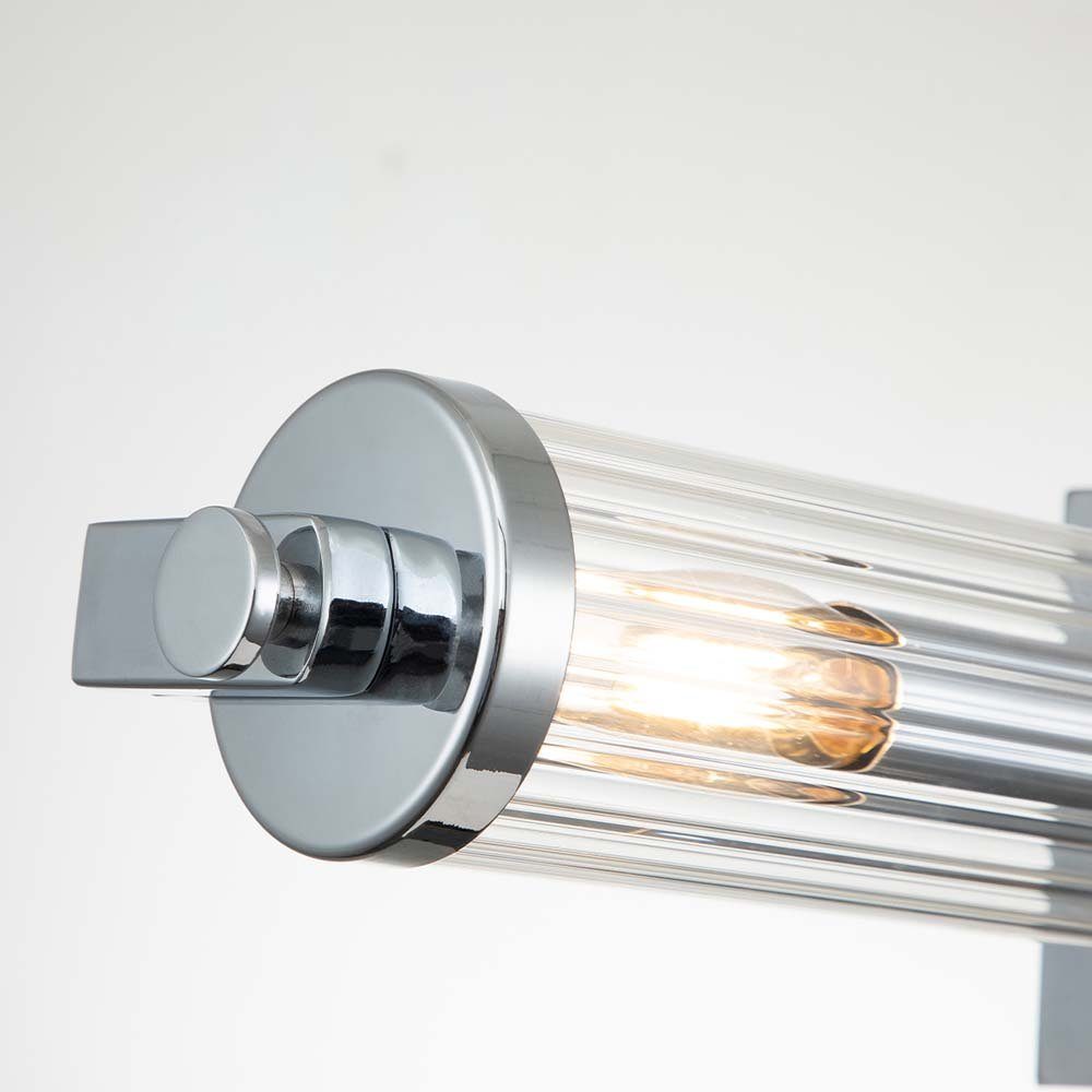 Elstead LIGHTING Wandleuchte, Leuchtmittel nicht inklusive, Wandlampe Wandleuchte Feuchtraum Badezimmerlampe chrom Glas IP44 H