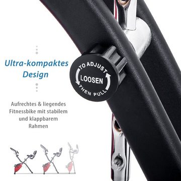 PHOEBE CAT Heimtrainer (magnetische faltbares Fitnessfahrrad), 3-in-1 X-bike mit Expanderbänder, 10 Widerstandsstufen, Max 120 kg