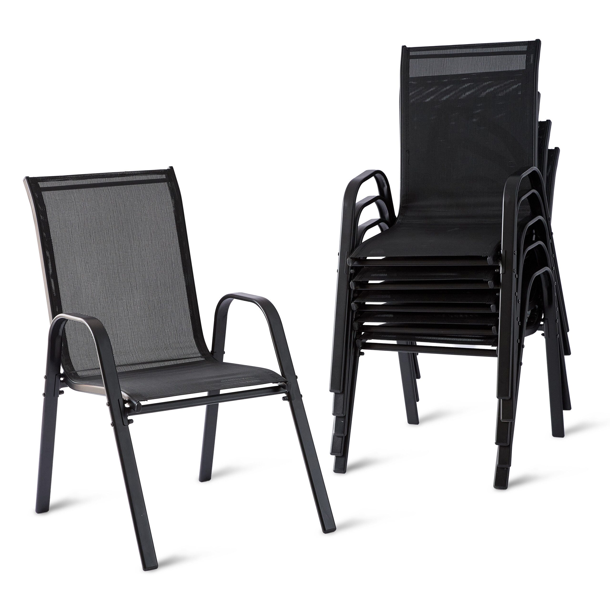 relaxdays Stapelstuhl Gartenstühle Hochlehner Set (6 St), 6er Pack