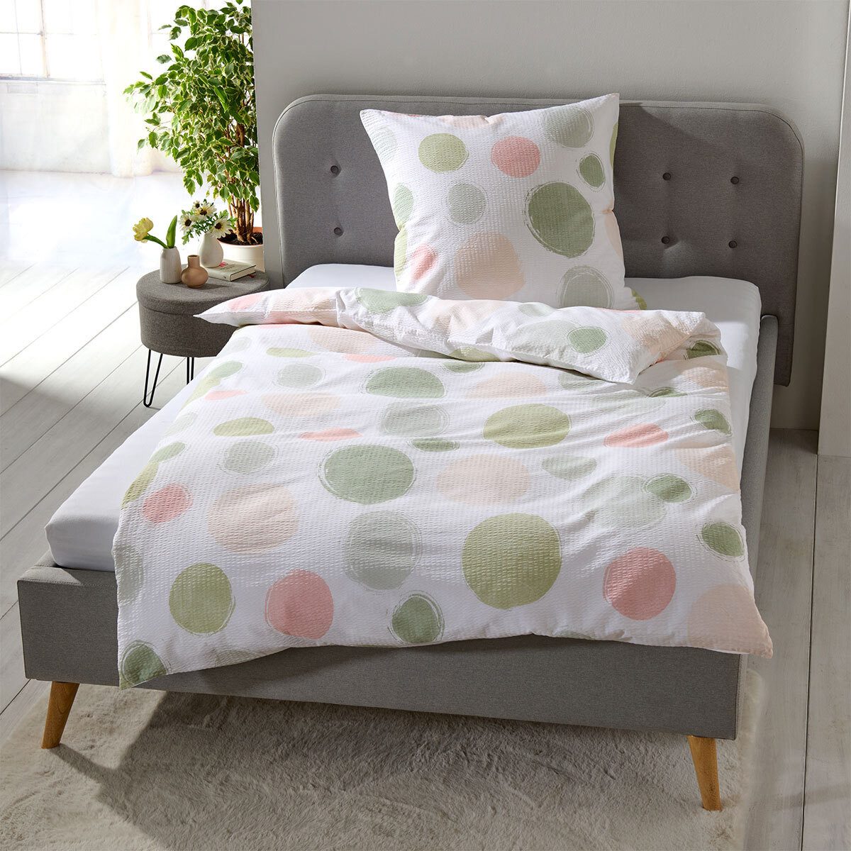 TRAUMSCHLAF Bettwäsche Kreise, Seersucker, 2 teilig, ideale Sommerbettwäsch günstig online kaufen