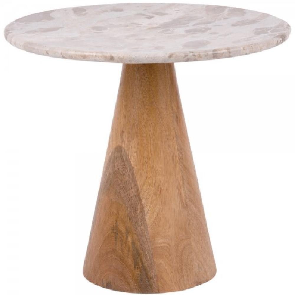 Leitmotiv Beistelltisch Tisch Force Wide Marble Brown Mango Wood Base (50x38cm)
