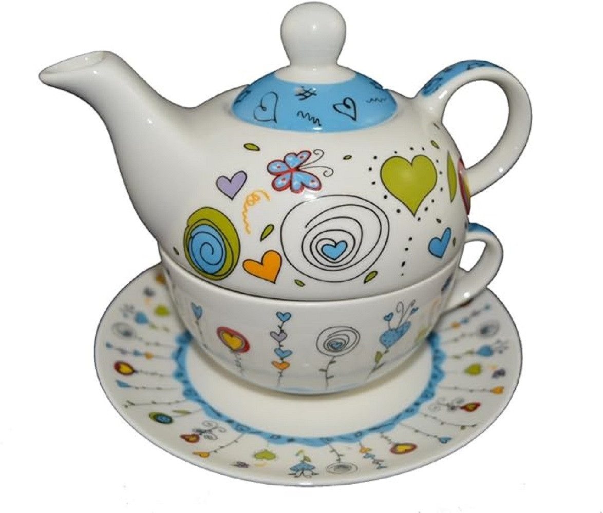 Wurm Teekanne Teekannen-Set mit Tasse+Teller blau