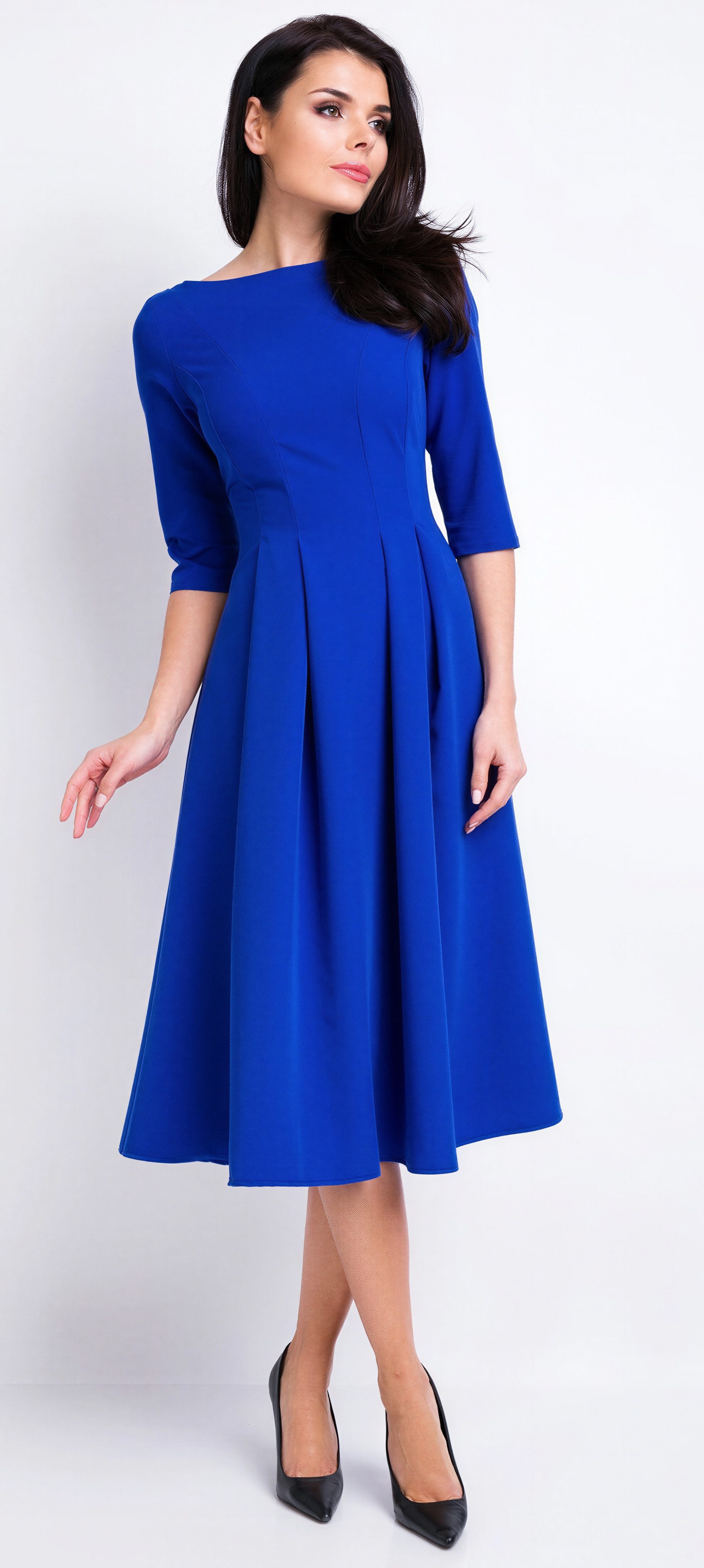 Awama Abendkleid mit ausgestelltem Rock und 3/4-Ärmeln
