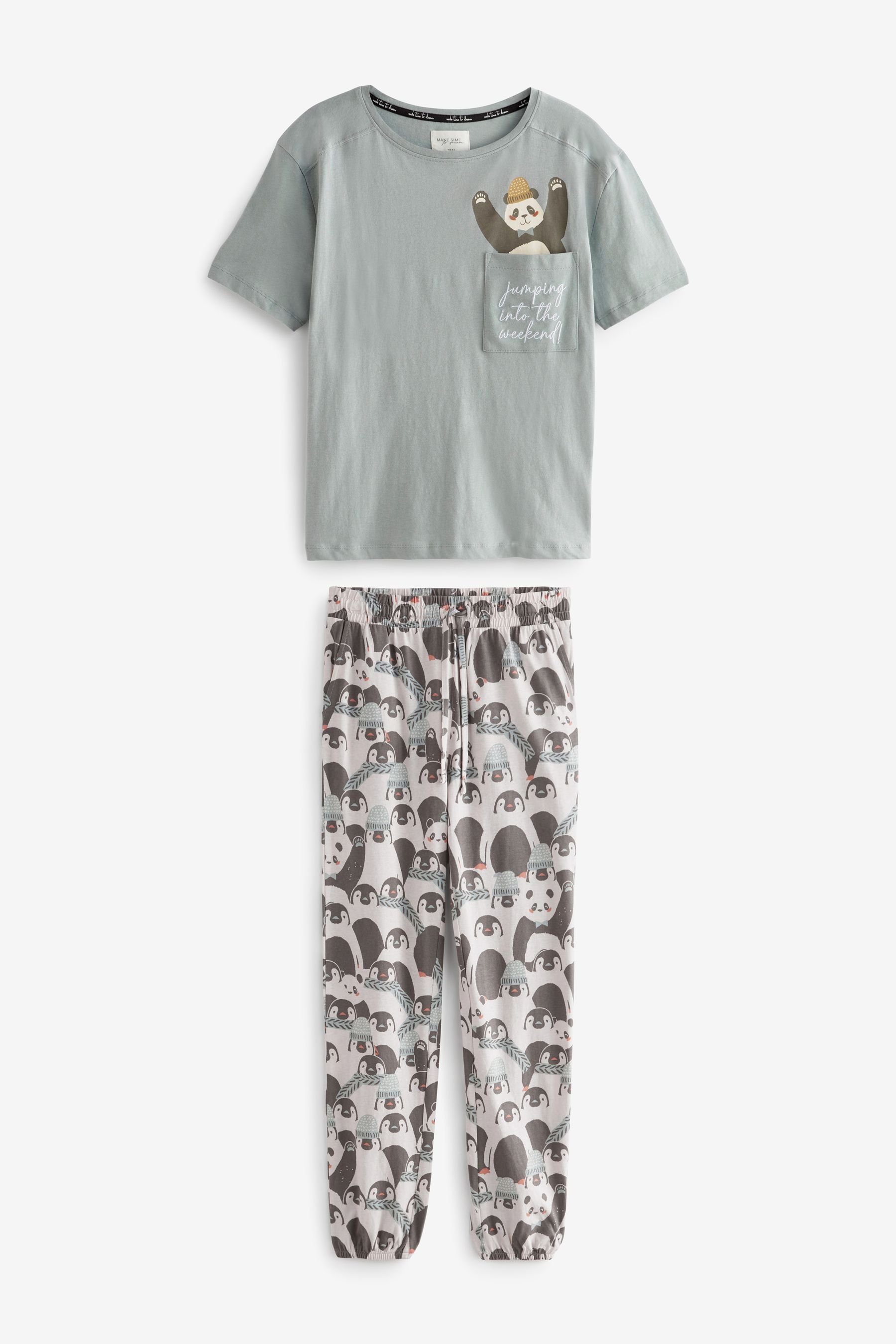 Natural tlg) Ecru Panda Baumwoll-Pyjama Next Kurzärmeliger (2 Pyjama