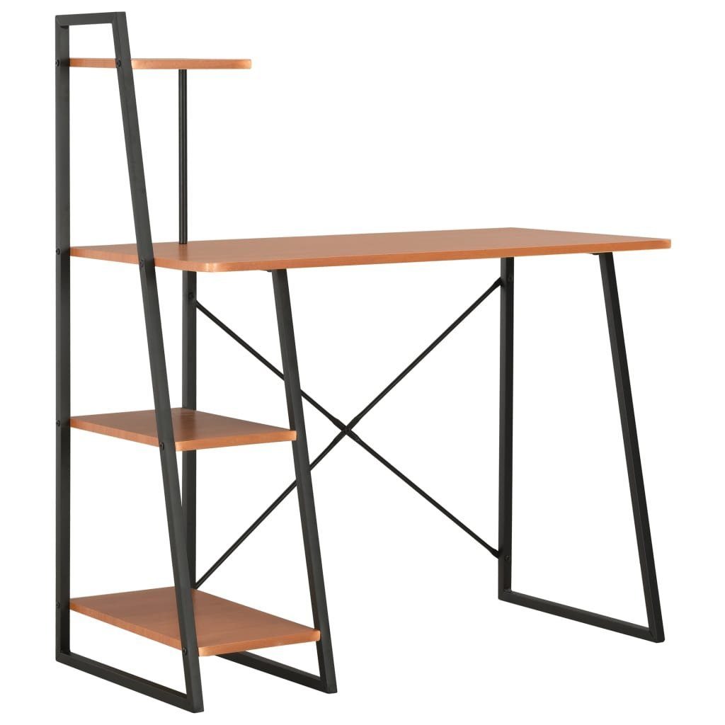 furnicato Schreibtisch mit Regaleinheit Schwarz und Eiche 102×50×117 cm