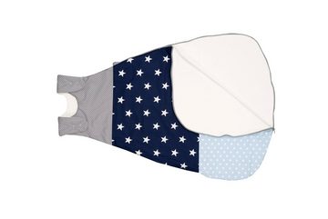 ULLENBOOM ® Babyschlafsack Baby Sommer-Schlafsack 68/74 (4 bis 10 Monate) Blau Hellblau Grau (Made in EU), Mitwachsender Schlafsack für Sommer