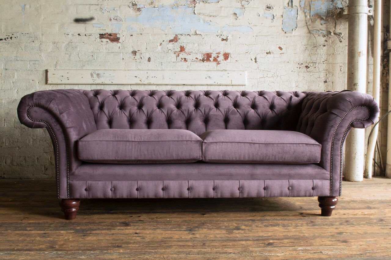 JVmoebel Chesterfield-Sofa Chesterfield 3 Sitzer Designer Sofa Couch Polster Couchen Textil Neu, Die Rückenlehne mit Knöpfen.