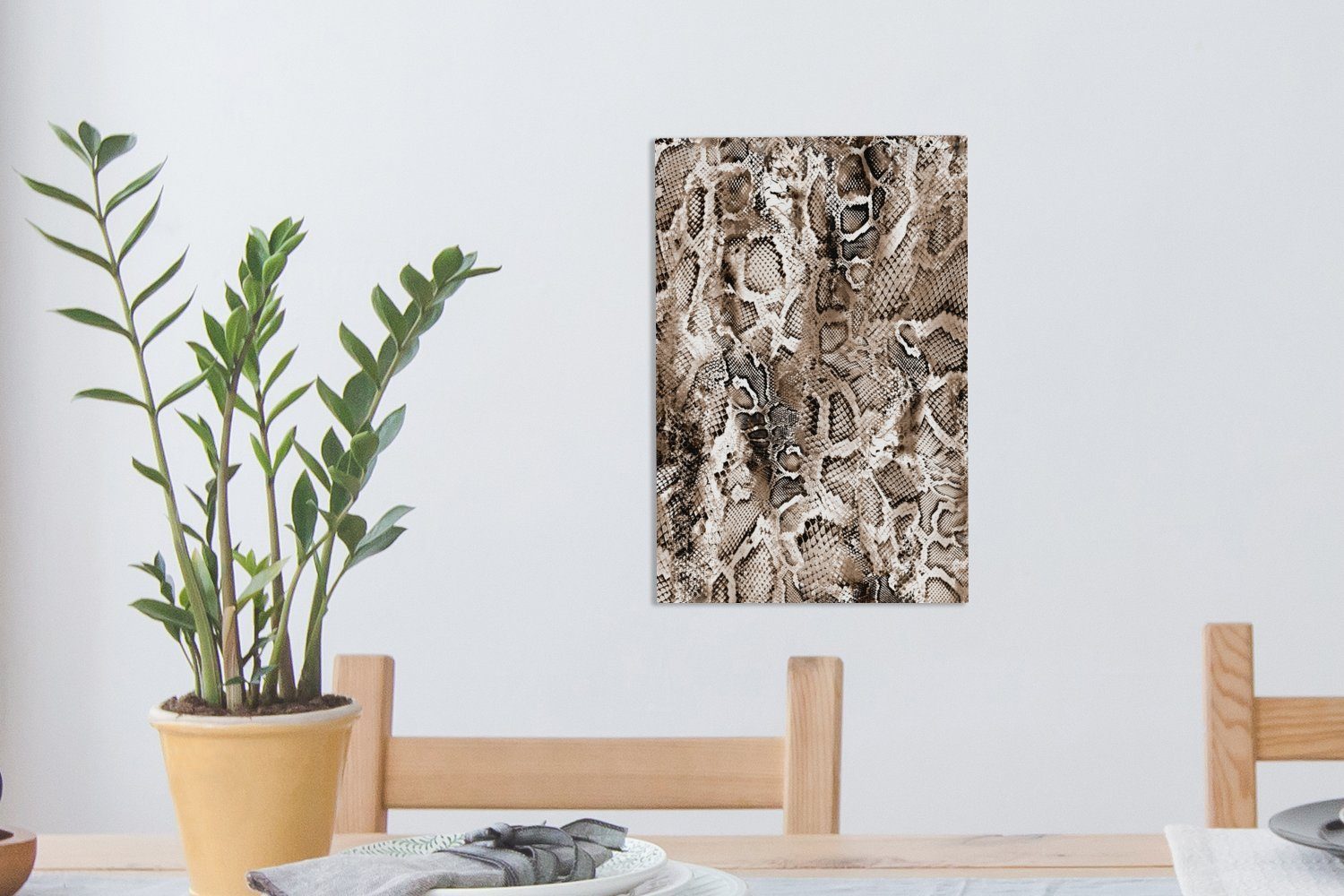 OneMillionCanvasses® Leinwandbild Tiermuster - Schlange 20x30 bespannt Zackenaufhänger, Braun, (1 - cm fertig Leinwandbild St), Gemälde, inkl