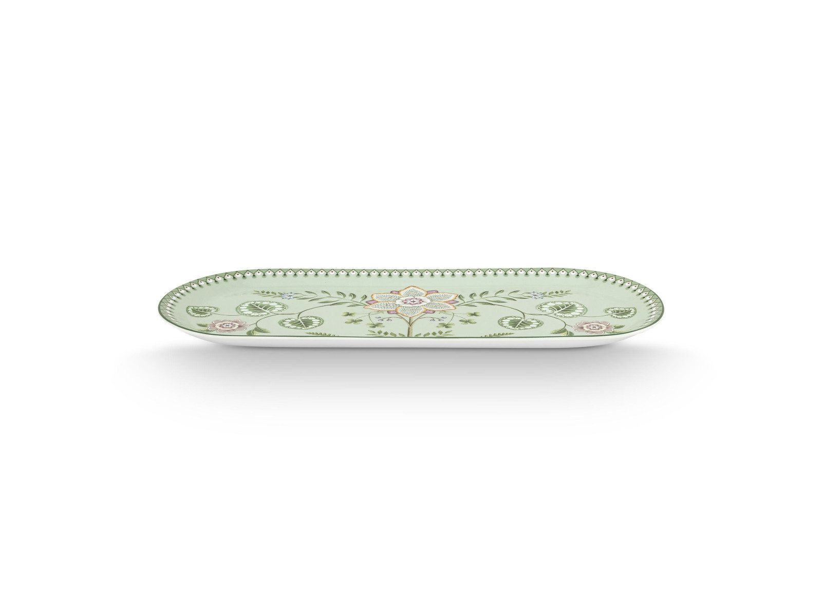 PiP Studio Servierplatte Lily&Lotus Light Green Kuchenplatte 33,3x15,5cm, Porzellan, (Platten)