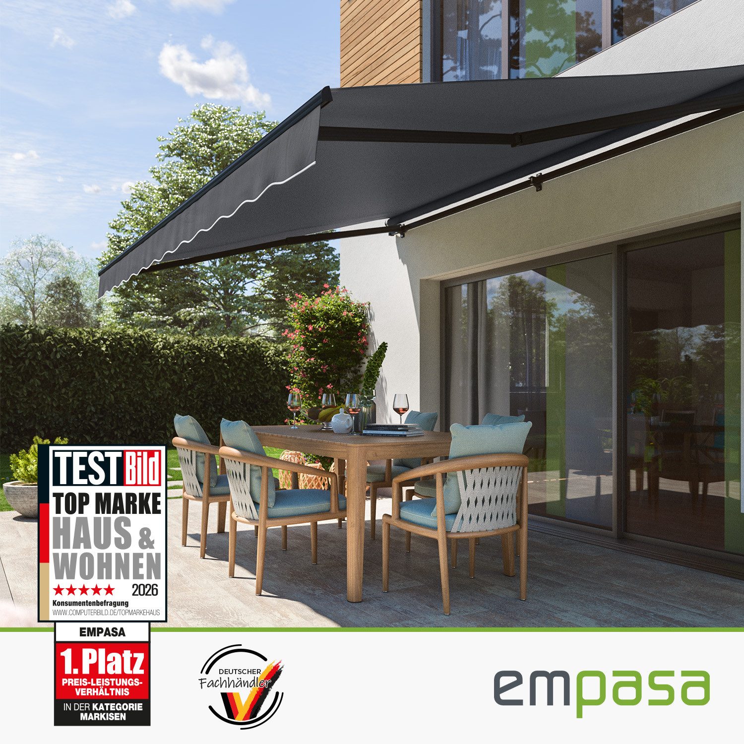 empasa Gelenkarmmarkise "START PLUS" elektronische Markise für Balkon & Terrasse, mit Fernbedienung