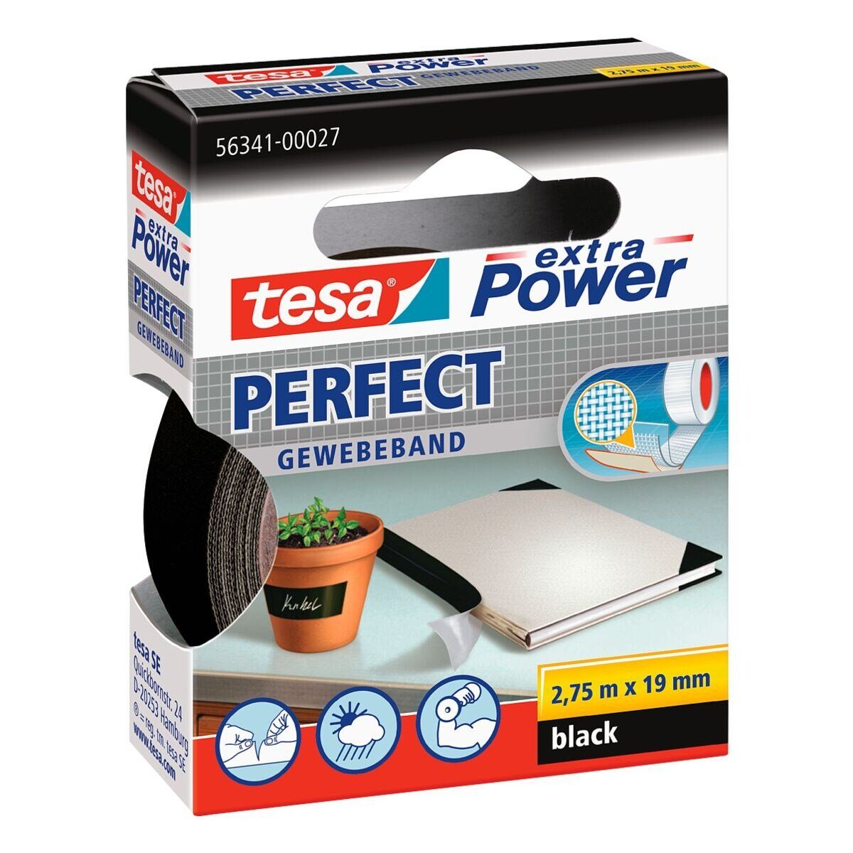 tesa Isolierband extra Power® 19 mm / 2,75 m, Gewebeband/ Gaffaband