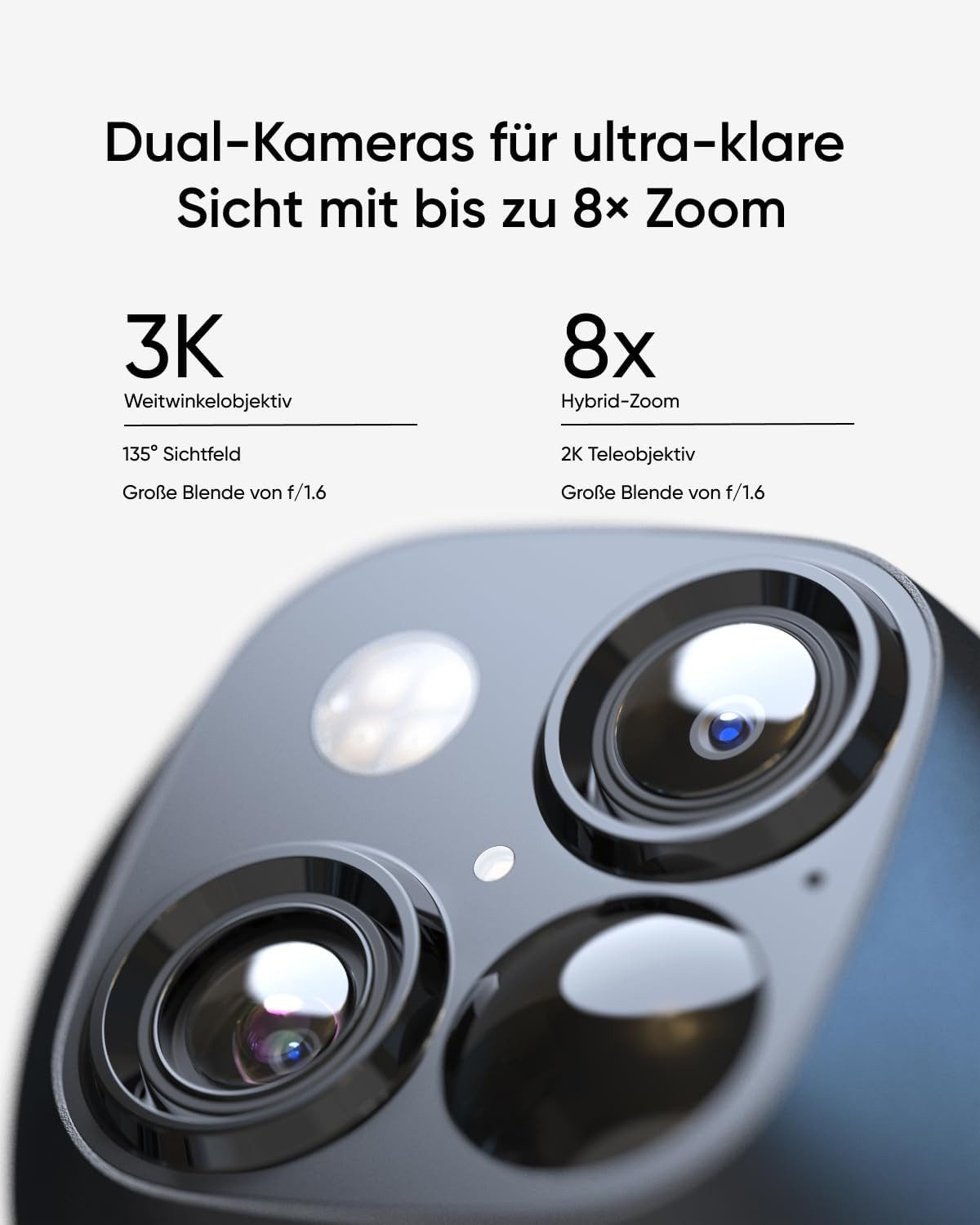 eufy Security Überwachungskamera SoloCam S340 360°-Überwachung (1-tlg., 1 x S340, Dual-Kamera bis 15 m, solarbetrieben, 360°-Sicht, 2 Ansichten)