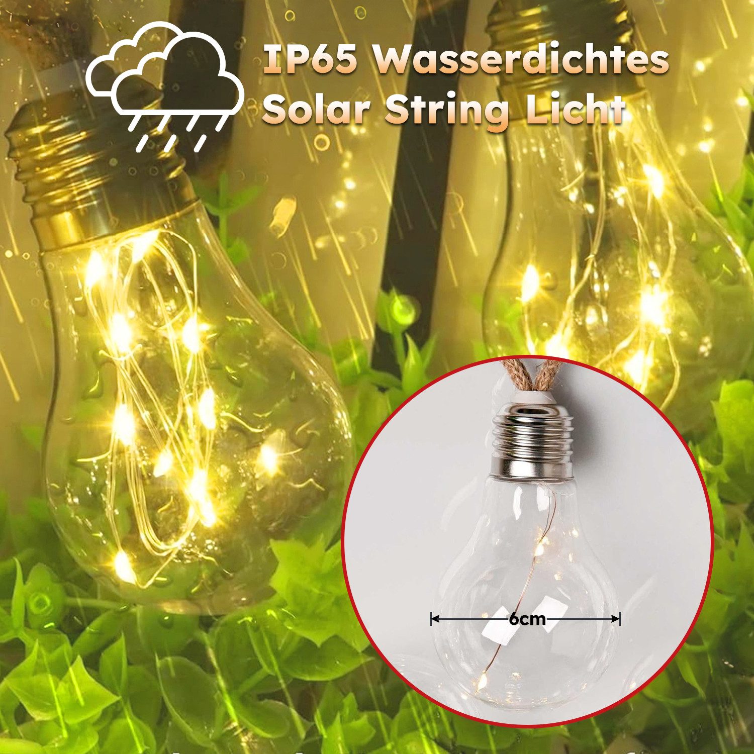 ZEUOPQ LED Solarleuchte LED-Leuchtmittel Solar-Lichterkette,Warmweiß, Solar günstig online kaufen