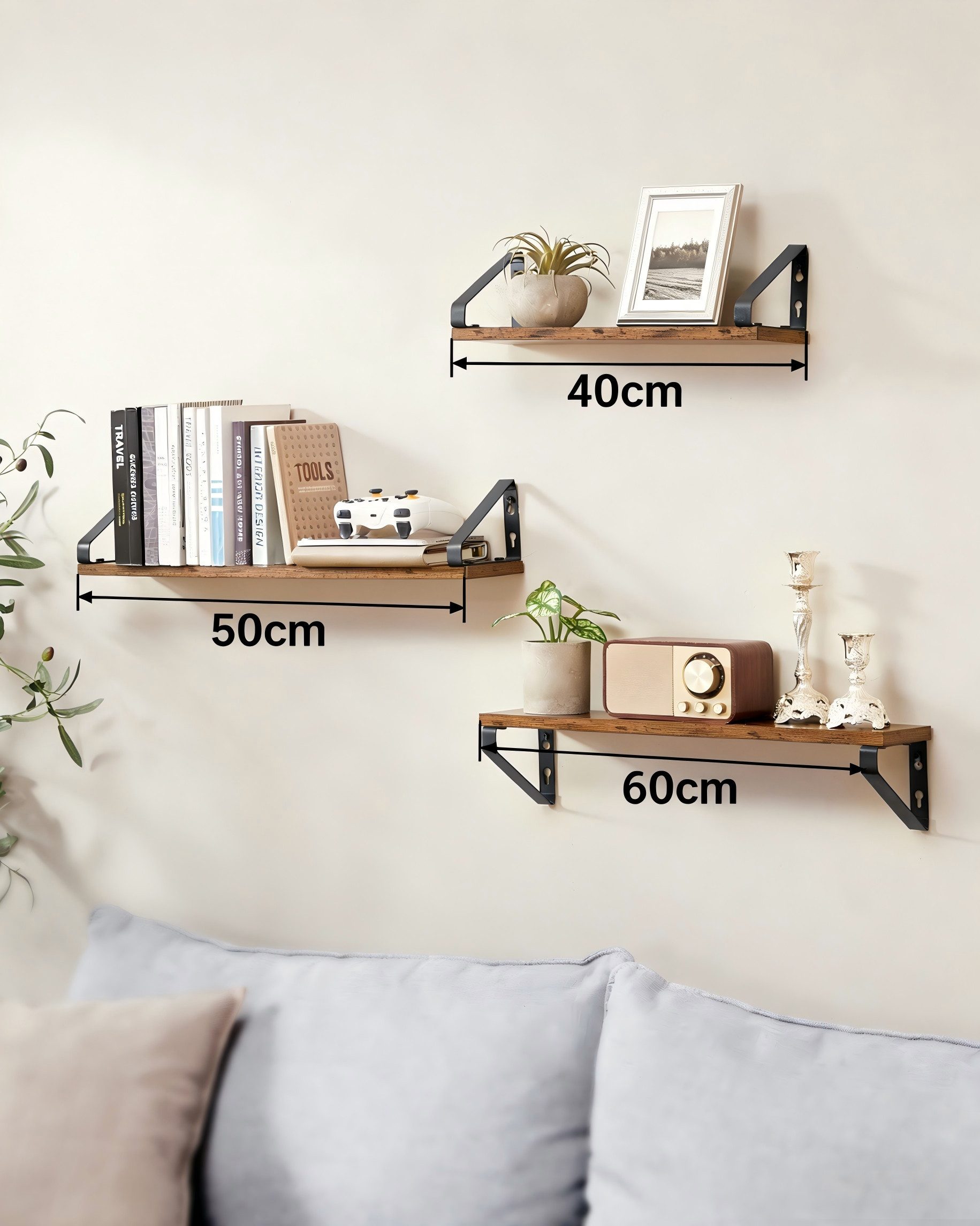 VASAGLE Wandregal Schweberegal, 3er Set, Regalbrett, 2 Montagemöglichkeiten günstig online kaufen