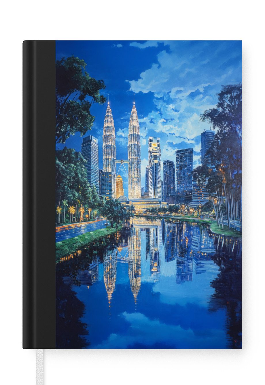 MuchoWow Notizbuch Stadt Kuala Lumpur - Skyline - Wolkenkratzer - Wasser, Notebook, Notizblock a5, Tagebuch, Journal Liniert