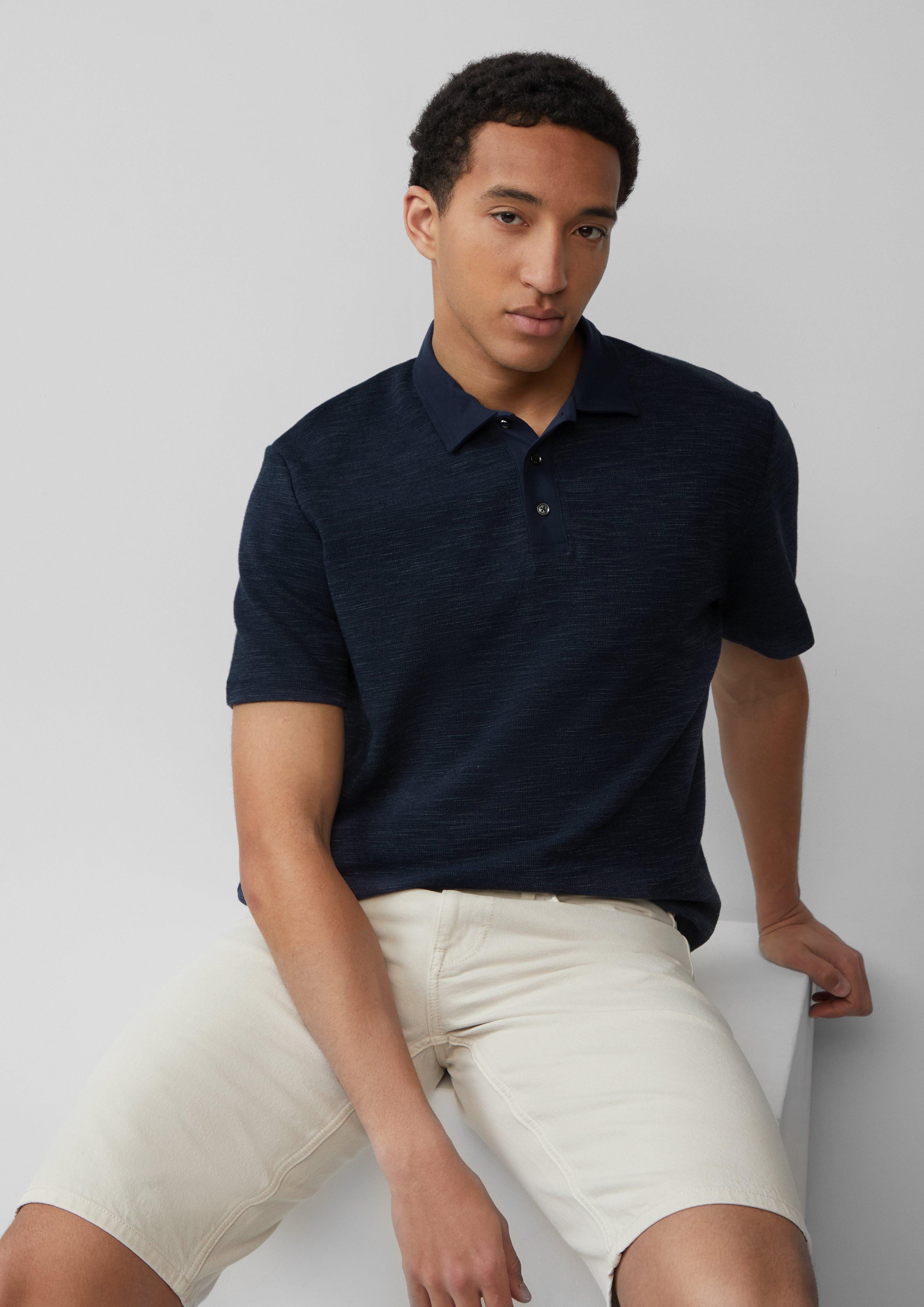 s.Oliver Kurzarmshirt Strukturiertes Poloshirt aus Baumwollmix günstig online kaufen