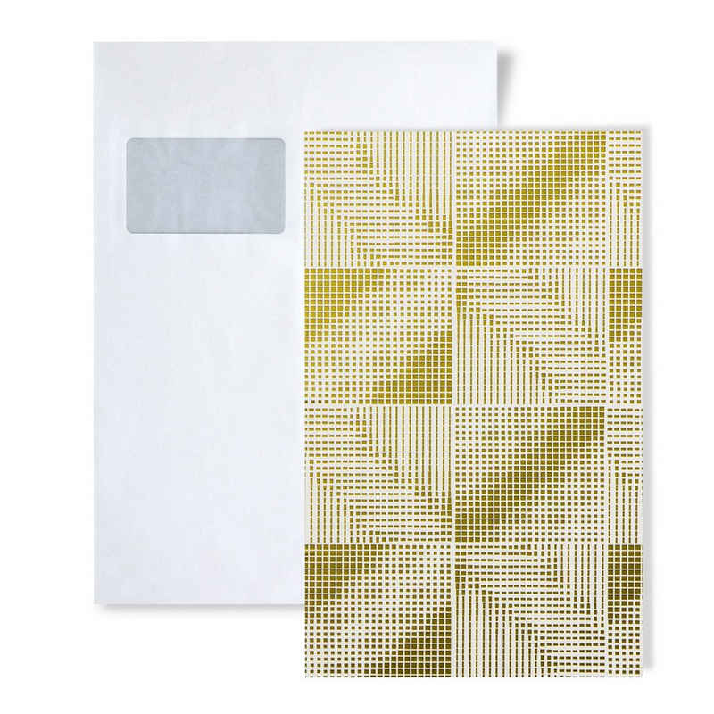 Edem Papiertapete S-85071BR31, grafisch, Metall-Effekte, geometrisch, abstrakt, used, (1 Musterblatt, ca. A5-A4), weiß, gold, bronze