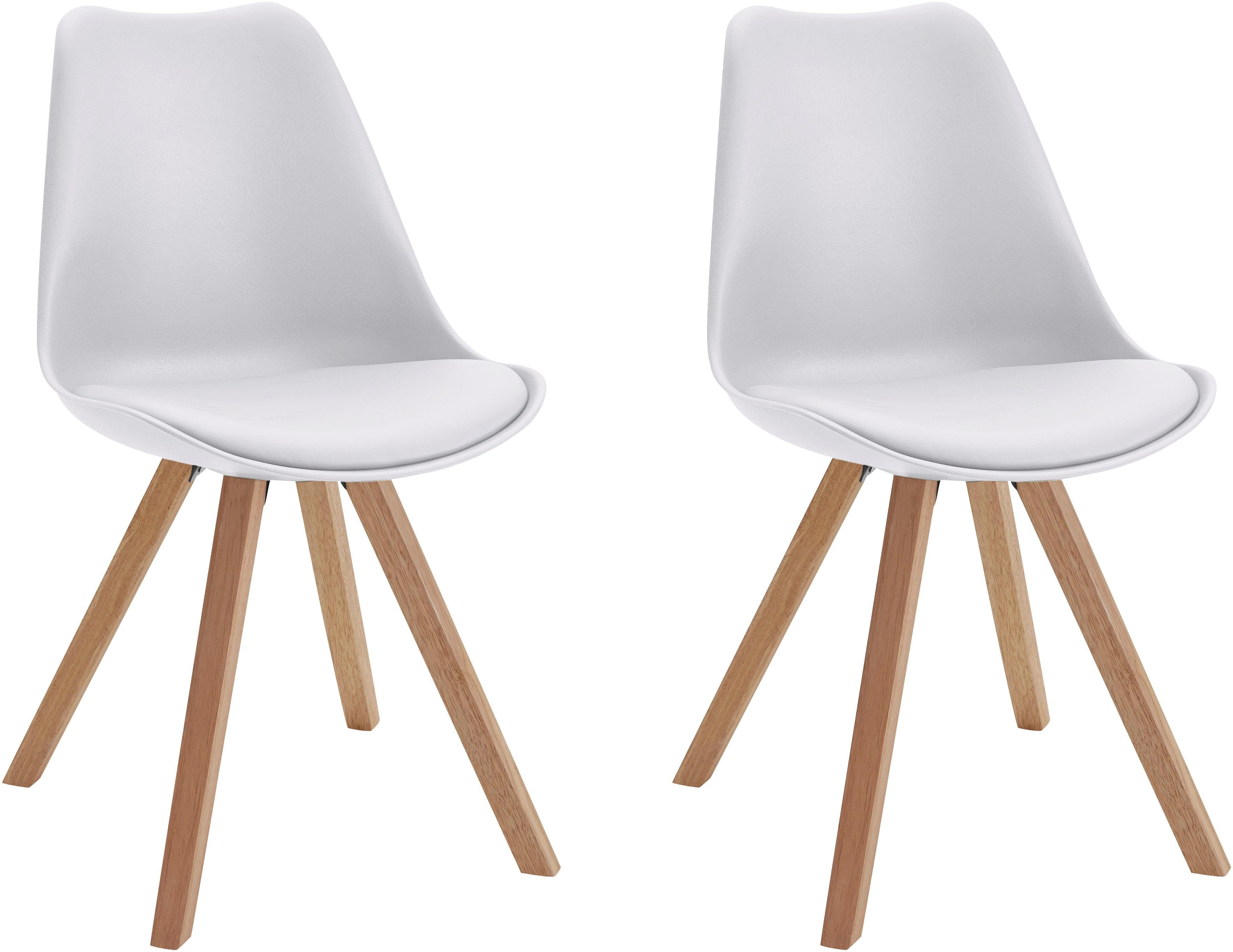 Homexperts Esszimmerstuhl Kaja (Set, 2 St), Sitzschale mit Sitzkissen in Kunstleder weiß