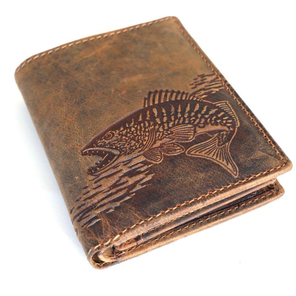 JOCKEY CLUB Geldbörse FISHING, Hochkant, 8 Kartenfächer mit RFID Schutz, Volllederausstattung