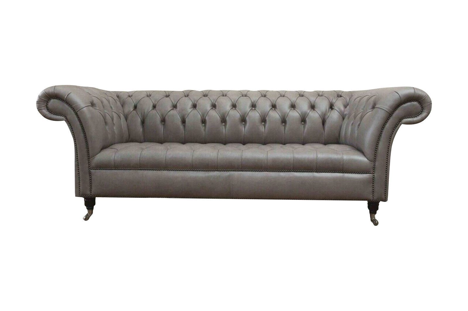 Xlmoebel Chesterfield-Sofa Grau Chesterfield britisch traditionelles Stil Sofa 3 Sitzer Polster, Hergestellt in Europa