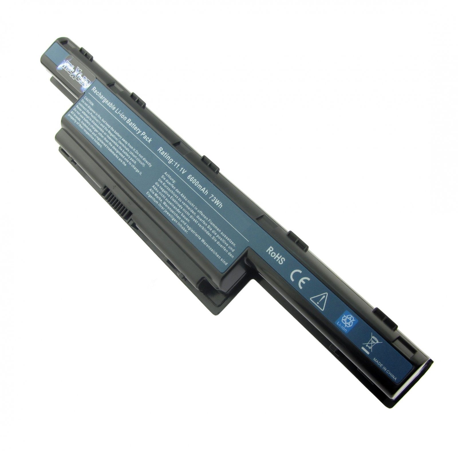 MTXtec Akku LiIon, 10.8V, 6600mAh für ACER Aspire V3-772G Laptop-Akku, 71 Wh, 9 Zellen, Lithium-Ionen (LiIon)