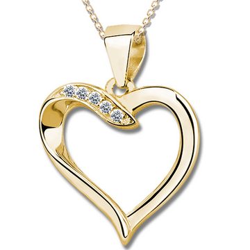 Limana Herzkette echt 925 Sterling Silber Kette mit Herz Anhänger gold goldene, Liebe Geschenk Idee für Frauen