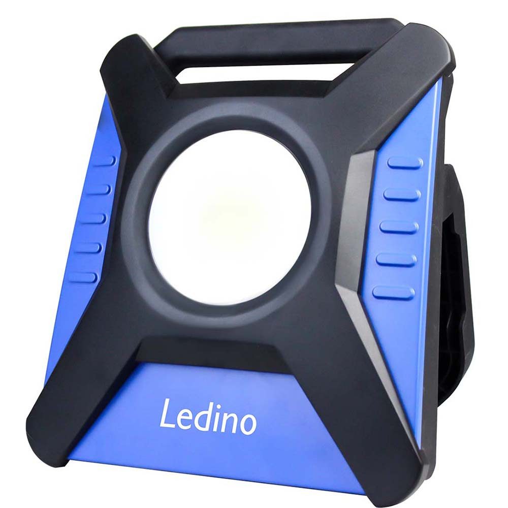 Ledino Baustrahler, LED-Leuchtmittel fest verbaut, Kaltweiß, Tageslichtweiß, LED Arbeitsstrahler Alu Schwarz LED H 55 cm Steckdosen Baustrahler