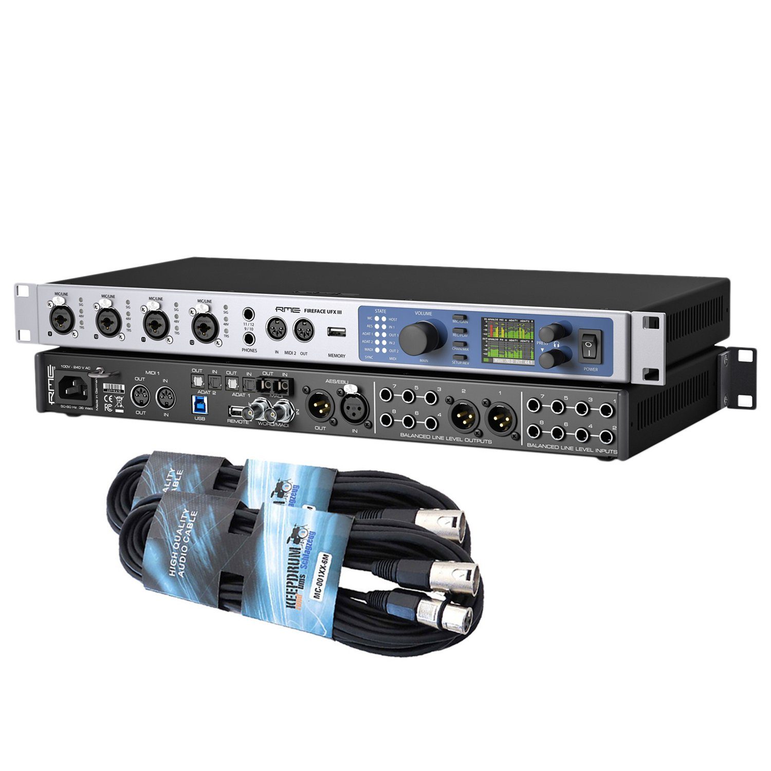 RME Audio RME UFX III USB MADI Audio-Interface mit XLR-Kabel Digitales Aufnahmegerät