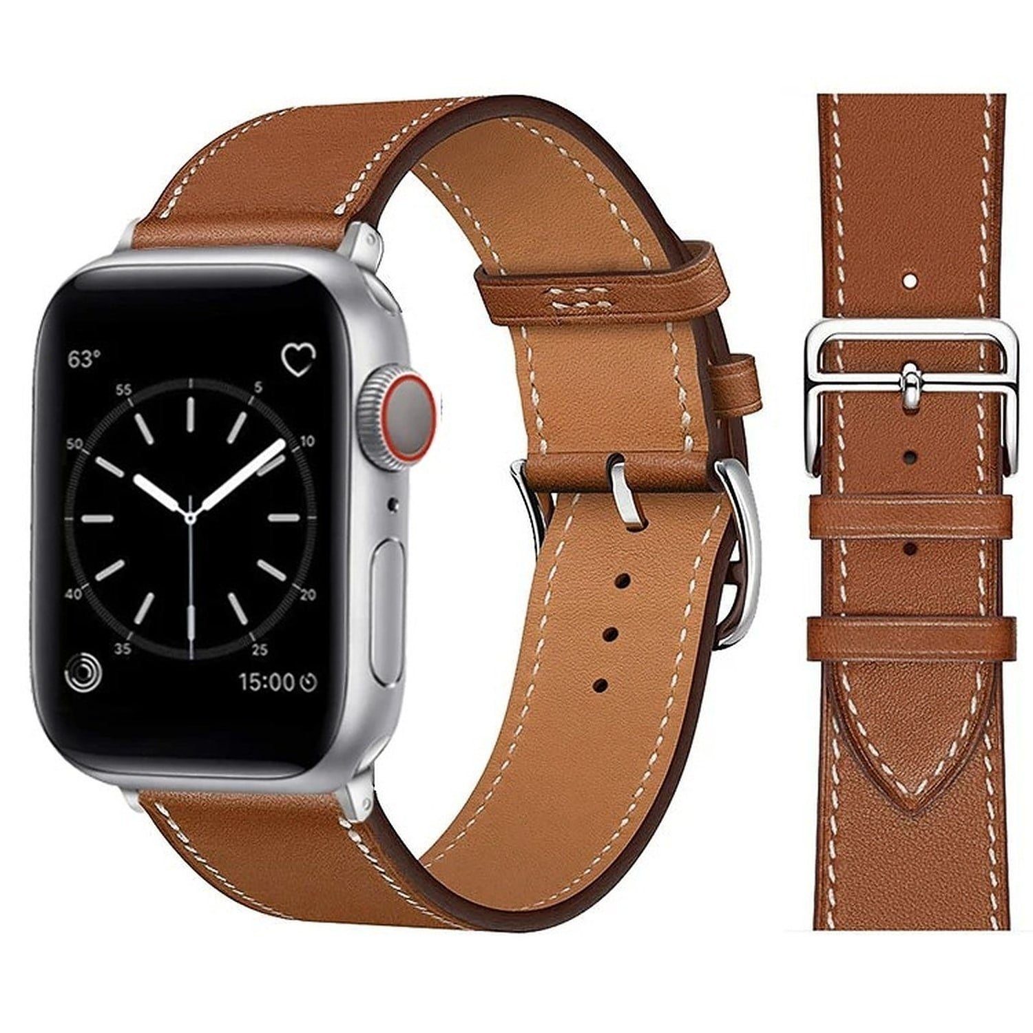 Widmann-Shop Smartwatch-Armband Kunstleder Band für Apple Watch 38/40mm 42/44mm 45mm 49mm Series 9 8 7, atmungsaktives Kunstleder