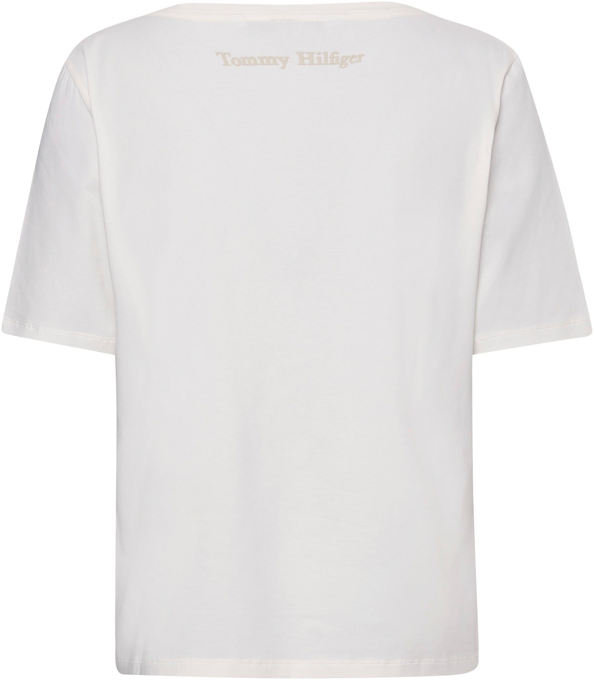 T-Shirt Hilfiger ecru Tommy mit Markenlabel
