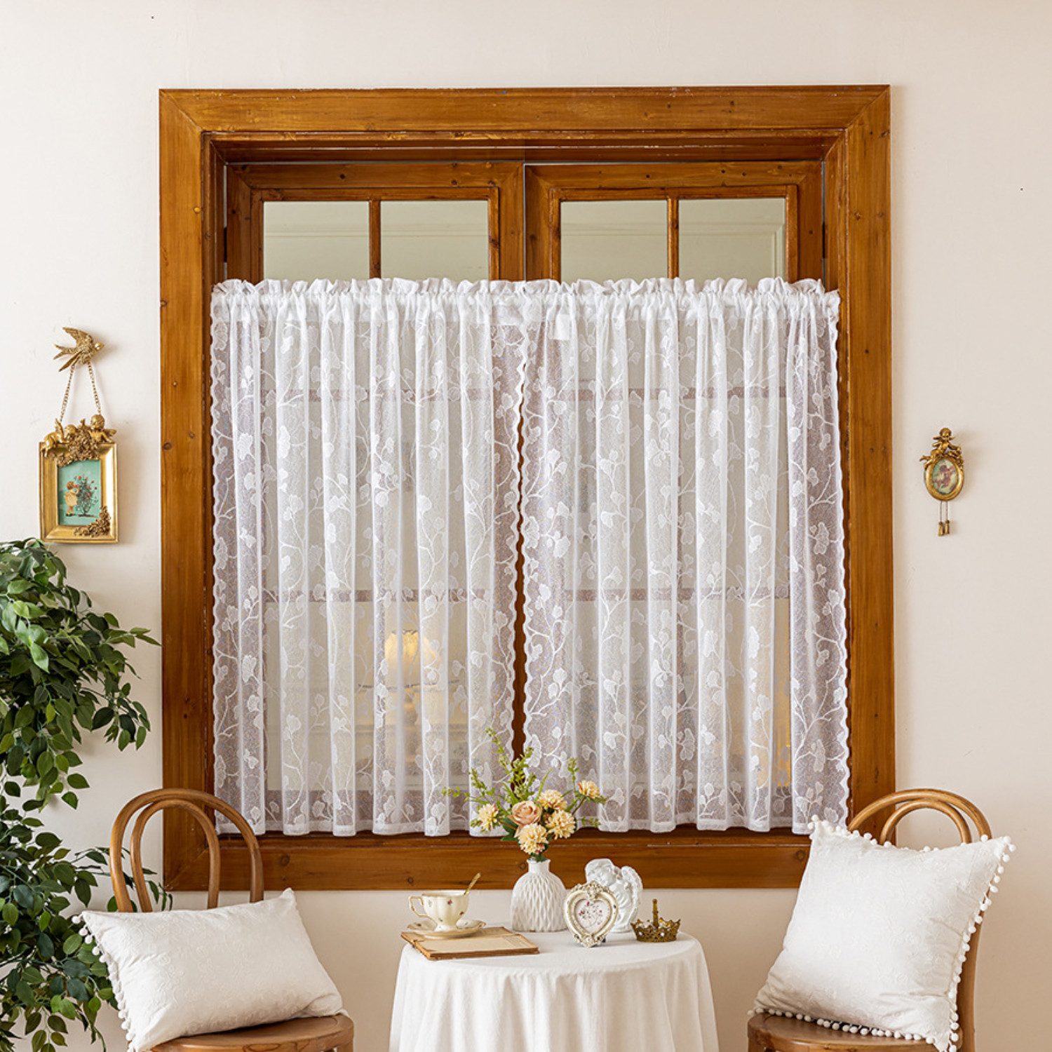 BYSURE Scheibengardine (2 St), Kurzer Vorhang aus Jacquardspitze für die Kü günstig online kaufen