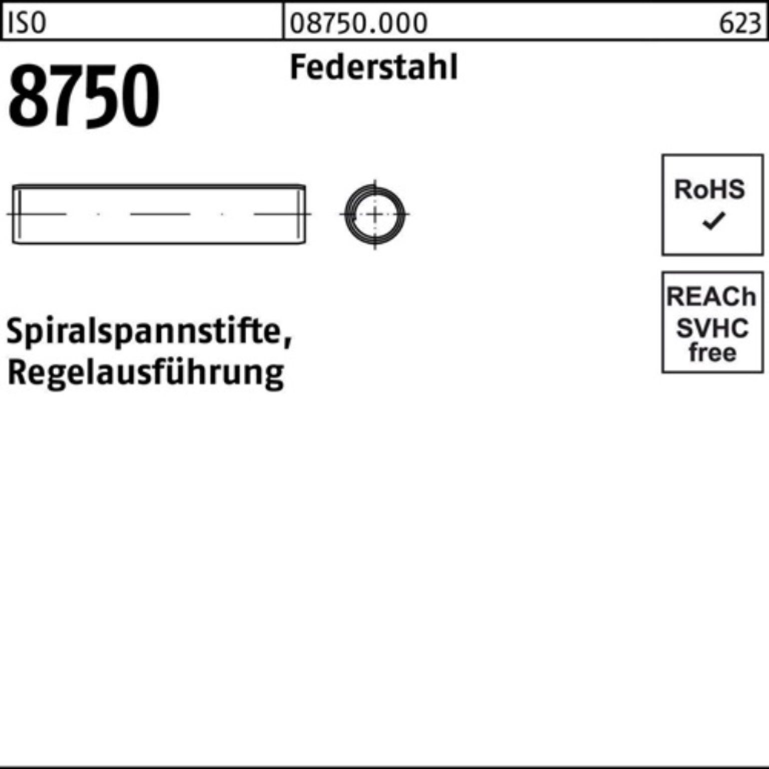 Reyher Spannstift 1000er Pack Spiralspannstift ISO 8750 2x 10 Federstahl Regelausf. 1000