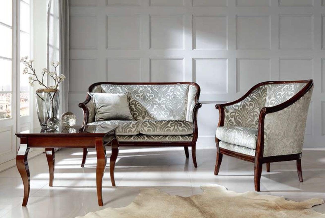 JVmoebel Sofa, Zweisitzer Luxus Sofa 2 Sitzer Stoff Grau Wohnzimmer Klassischе