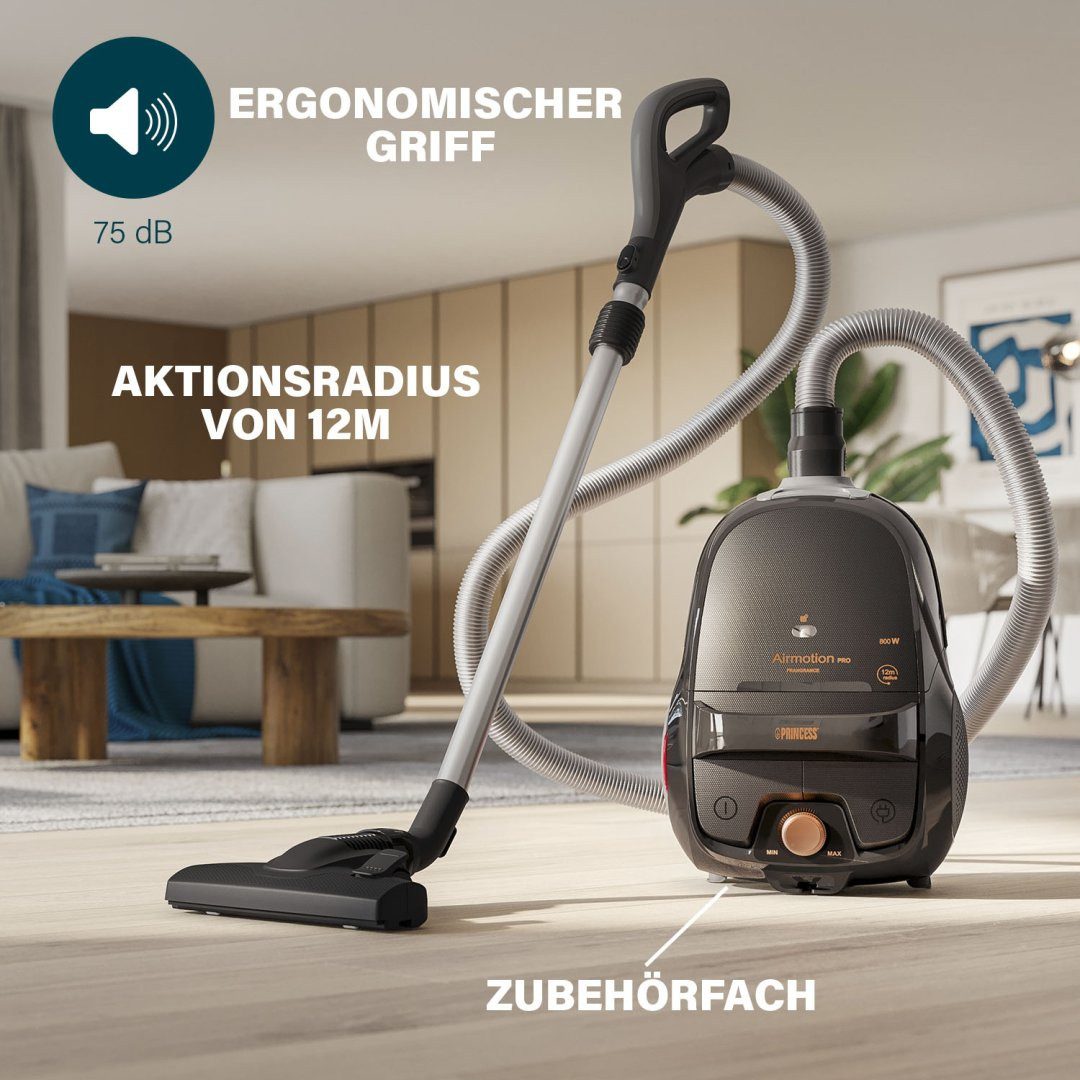 PRINCESS Bodenstaubsauger Princess 336090 Airmotion Pro Staubsauger - Mit Staubbeutel - 4L, 800 W, Mit Beutel - Volumen: 4L - 800 W