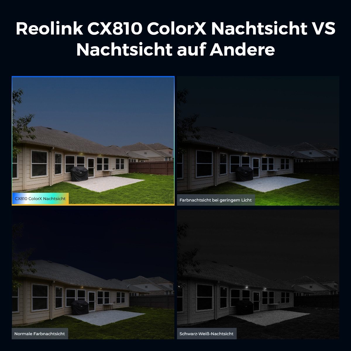 Reolink Überwachungskamera ColorX 8MP Vollfarb-Nachtsicht (Außenbereich, Reolink Color X Series, F1.0 Superblende, Intelligente Erkennung,4K True Color Nachtsicht)